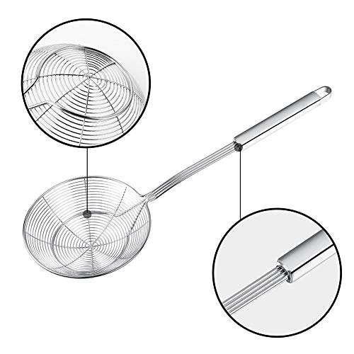 Spider Strainer Skimmer, Swify Stainless Steel Asian Strainer Ladle Frying Spoon With Handle For Kitchen Deep Fryer, Pasta, Spaghetti, Noodle, 5.5 Inch #TOP2