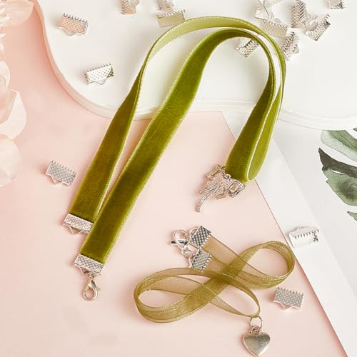 SUNNYCLUE 1 Box 300Pcs Ribbon Ends Ribbon End Clasps Ribbon Clasps Pinch Cord End Clasps Fastener Clasp Ribbon Clamp End Clamp Cord Ends for Jewellery Making Accessories DIY Bracelet Leather Bookmark - Image 4