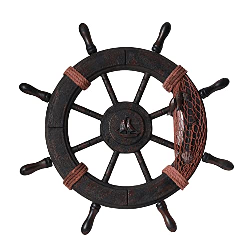 Roue décorative en bois de style méditerranéen artisanal - 2