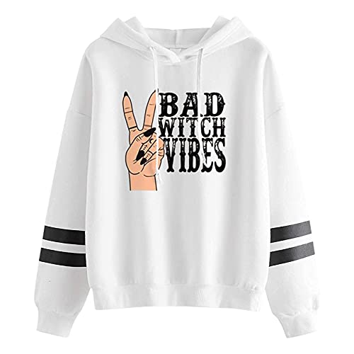 DABAOK - Sudadera con capucha con cremallera para mujer, con cordón y bolsillo de manga larga, color blanco, S, blanco, S