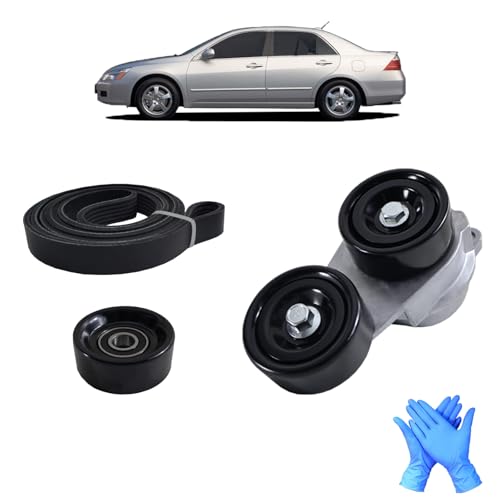 Eterpace Complete Serpentine Belt Drive Component Kit 90k-38332, Compatible with Acura MDX RL TL ZDX 2003-2013, Honda Accord Odyssey Pilot Ridgeline 2003-2011, Belt Tensioner Kit with Idler Pulley