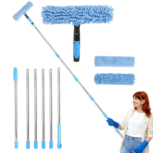 Teleskop Fensterwischer Abzieher Set 4M Fensterputzer Set 2 in 1...