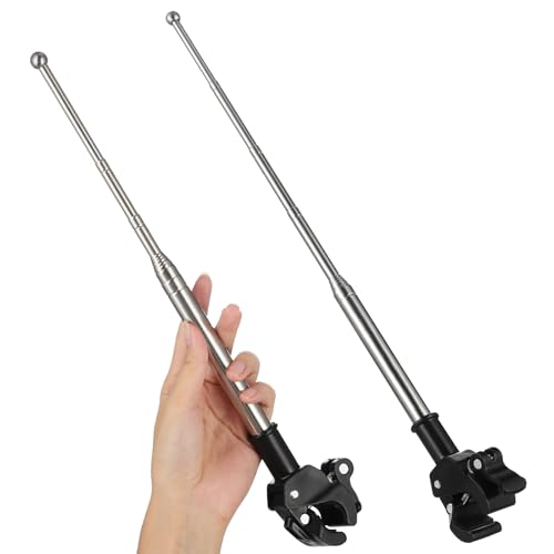 TOPPERFUN Soporte de Bandera Telescópico para Manillar de Motocicleta y Bicicleta, Acero Inoxidable, 1,2 Metros, 2 Piezas, Accesorio de Ciclismo Seguro y Ajustable para Scooter y Moto