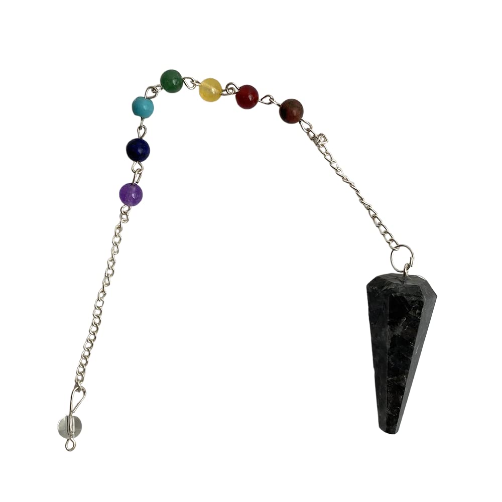 VIE Pendulum with 7 Chakra Beaded Chain, Larvikite