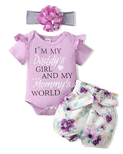 Image of Renotemy Newborn Infant Baby Girl Clothes Summer Outfits Infant Romper Pants Cute Toddler Girl Clothes Gift Set