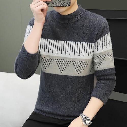 Men's Crewneck Sweaters Color Block Patchwork Long Sleeve Casual Pullover Knitted Loose Fitted Lightweight Sweater2