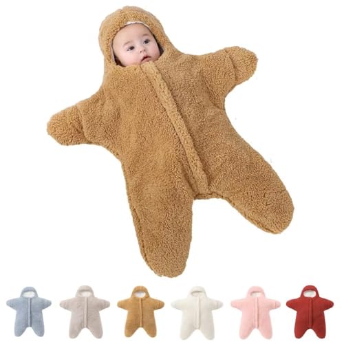 Image of Baby Starfish Onesie, Cute Thick Fleece Wearable Soft Newborn Baby Infant Warm Swaddle Wrap Sleeping Sack
