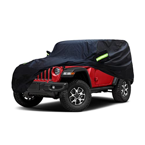 Image of Heavy Duty Waterproof Car Cover Compatible with Jeep Wrangler 2-Door 2026-1987 SUV Wagon, All Weather Car Covers with Cotton Lining, Snow Rain Sun UV Cover for Wrangler 2 Door JK JL CJ YJ TJ