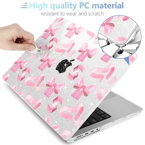 Image of MEEgoodo Case for M5 MacBook Pro 16 inch Case 2026 2024 2023 2021 with M5 M4 M3 M2 M1 Pro /Max Chip, Fit Model A3429 /A3428 /A3403 /A3186 /A2991 /A2780 /A2485, Pink Satin Bow