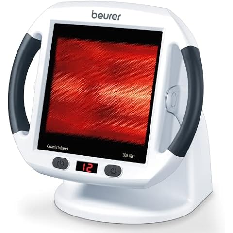 Beurer IL 50 Infrarot-Wärmestrahler, Medizinprodukt mit wohltuender Wärme zur Anwendung bei Erkältung und Muskelverspannung, Infrarotlampe mit 300 Watt und stufenlos verstellbarem Schirm, Weiß, 1 Stk Cover