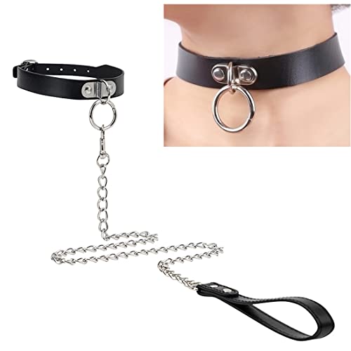AROROMI Leder Halsband Mit O-Ring - Sklave Sexspielzeug Bondage Halsfessel Fetisch SM Fesseln Halsbänder Erotik Lederhalsband Erwachsene Sex Spielzeug für Frauen & Männer (60cm)