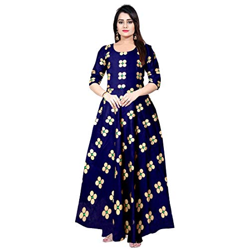 Image of NANDINI Women's Attractive Rayon Maxi Dress Full Length Anarkali Gown Kurti for Women and Girls (Free Size Upto XXL)