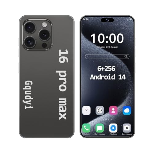 Gqudyi 16 Pro Max 6gb+256gb 72mp+108mp TeléFono Inteligente,5g 7.3 Pulgadas De Alta DefinicióN Android 14 Dual Sim TeléFono,16 Pro Max 7800 Mah Inteligente TeléFono,16 Pro Ma(Size:6+256GB,Color:Negro)