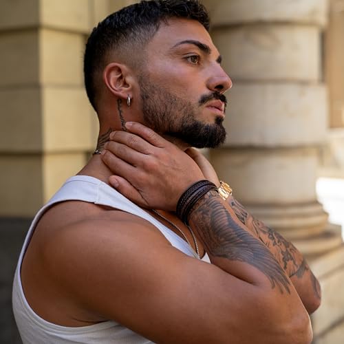 SERASAR | Premium Bracelet for Men in Genuine Black & Brown Leather | Magnetic Stainless Steel Clasp | Jewelry Box Included | Great Gift Idea3