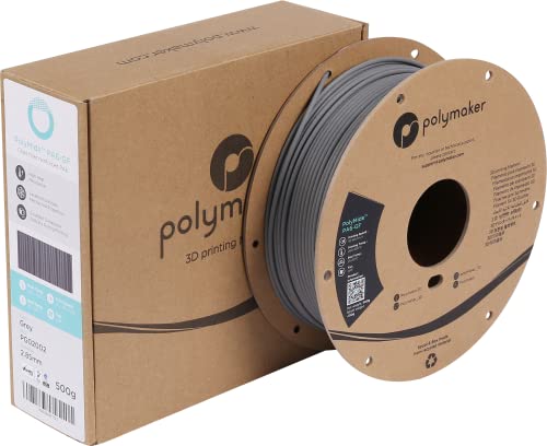 Image of Polymaker PA6-GF Nylon Filament 1.75mm 0.5kg Grey Glass Fiber Nylon 3D Printing Filament - PolyMide PA6-GF Warp Free 3D Printer Filament
