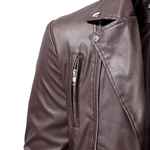 Chaqueta de cuero sintético para hombre estilo biker miniatura 5