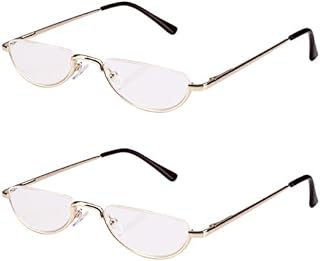 Ashilun 2 Pack Reading Glasses for Mens and Womens - Flat Top Metal Readers with Spring Hinge