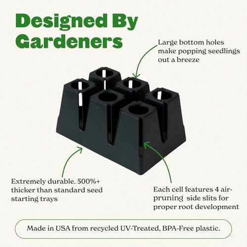 Epic Gardening Reusable Seed Starter Tray - Easy Watering Seed Starting Trays - Gardener Friendly Plant Trays for Seedlings | UV-Treated & BPA-Free -6-Cell Seed Starting Trays - 6 Trays/Black - Image 5