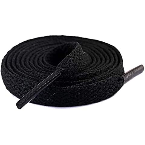 Sechunk Solid Flat Shoelaces Athletic Shoe Laces Colors Strings 29 Colors 1 pair for Sneaker(Black) Cover