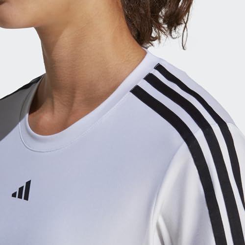 adidas Mujer AEROREADY Train Essentials 3-Stripes tee, White/Black, M