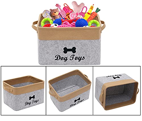 Geyecete Dog Toys Storage Bins-Pet Toy and Accessory Storage Bin, Organizer Storage Basket for Pet Toys,Blankets and Food-Light Gray/Khaki Geyecete Dog Toys Storage Bins-Pet Toy and Accessory Storage Bin, Organizer Storage Basket for Pet Toys,Blankets and Food-Light Gray/Khaki