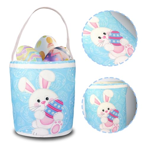 Image of 2 Pcs Easter Egg Baskets for Kids, Easter Eggs Hunt Basket for Kids Empty, Pink Bunny Basket Egg Gifts Bags with Fun Easter Accessories for Girls Boys Party Favors
