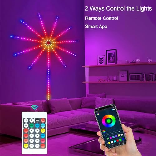 Image of URM Enterprises 3 Meter LED Strip Lights for 32-65 inch TVs, 16 Color USB LED Strip Lights RGB /IC Color Changing Music Sync Smart LED Light Strips,Bluetooth App Control TV LED (Firework Sterip Light)