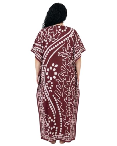 Image of Oussum Plus Size Kaftan Dresses for Women, Polyester Summer Caftan Cover Up Maxi Beach Dress, 1X-3X