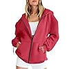 Generisch Women's Hoodie with Hood, Casual, Plain Hoodie with Pockets and Zip for Women, red, S #1