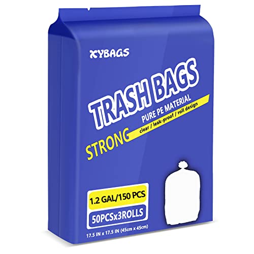1.2 Gallon Clear Trash Bags, 150 Count 4.5 Liter Trash Liners Small Garbage Bags for Office, Bathroom