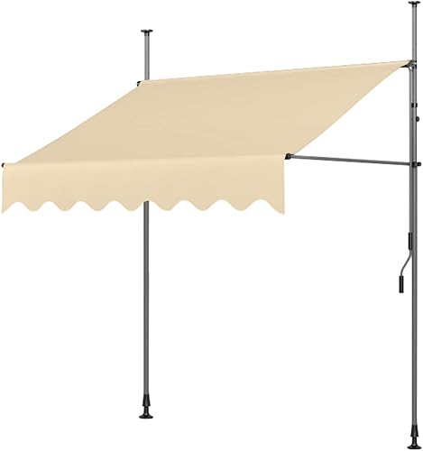 toldo retráctil para patio exterior, toldos de patio para sombra y lluvia, toldo retráctil manual para patio, toldos portátiles de 13.12 pies, beige