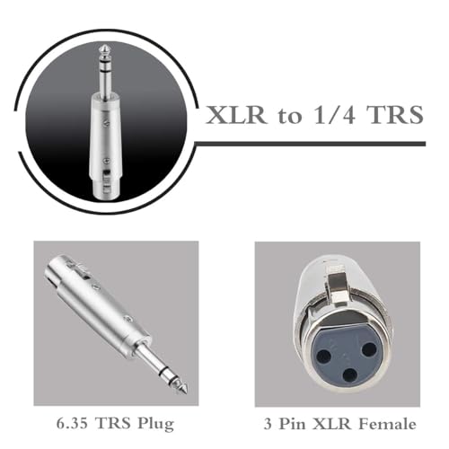 Image of XLR Female to 1 /4 Inch 6.35mm TRS Adapter (1 pcs) - Female XRL to 1 /4 Inch Stereo Male Balanced Audio Connector