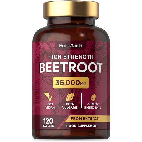 Remolacha Suplemento 36.000mg | Potenciador de Óxido Nítrico | 12.000mg por comprimido | Beetroot Extract Supplement | 120 Comprimidos Veganos | Horbaach