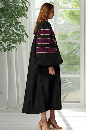 Image of MyGradDay Unisex Deluxe Graduation Doctorate Robe with Gold Piping Available for Customization
