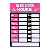 YOKIVE Opening Hour Sign, Business Hours Sign PVC | Hour Reminder Sign Great for Office Hotel Shop Restaurant (Pink, 8