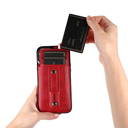 Coque en cuir iPhone 14 Pro Max étui magnétique luxe rouge