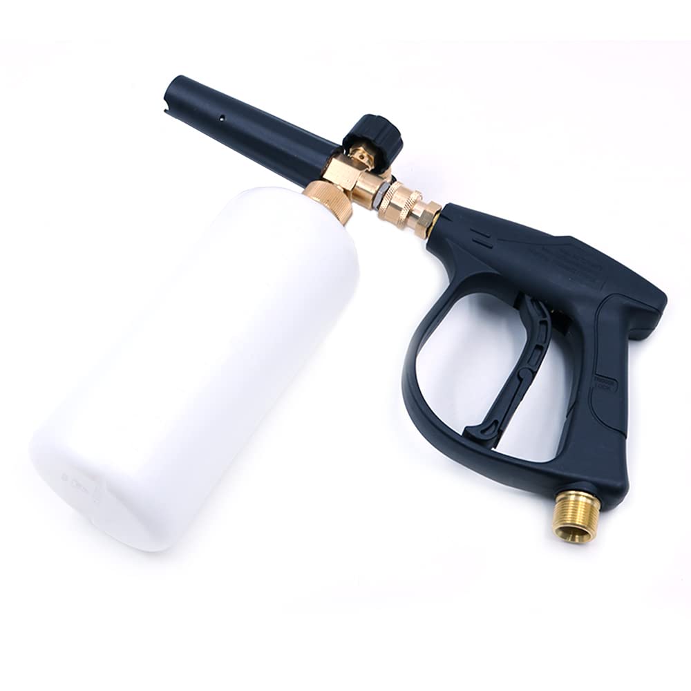 Foam Cannon M22 Gun Kit 1L Snow Foam Lanze Foam Blaster High Pressure Car Washer Gun Adjustable Jet Wash Quick Release, 3000 PSI, with 5 Nozzle Tips