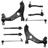 TRQ Front Steering & Suspension Kit Control Arm with Ball Joint Sway Bar Stabilizer Link Tie Rod Compatible with 2014-2017 Mazda 6