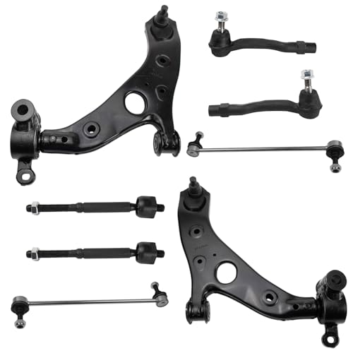 TRQ Front Steering & Suspension Kit Control Arm with Ball Joint Sway Bar Stabilizer Link Tie Rod Compatible with 2014-2017 Mazda 6