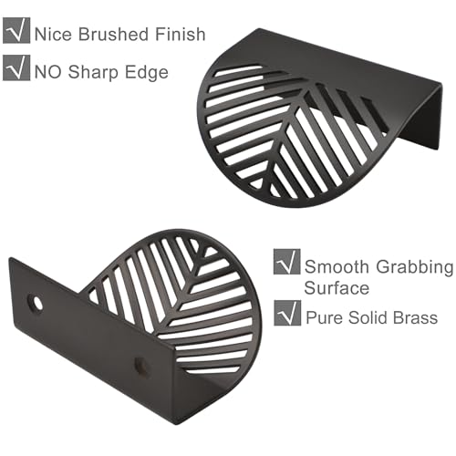 MOROBOR Solid Copper Finger Edge Pull, 2PCS Leaf Shaped Cabinet Handles - Image 3
