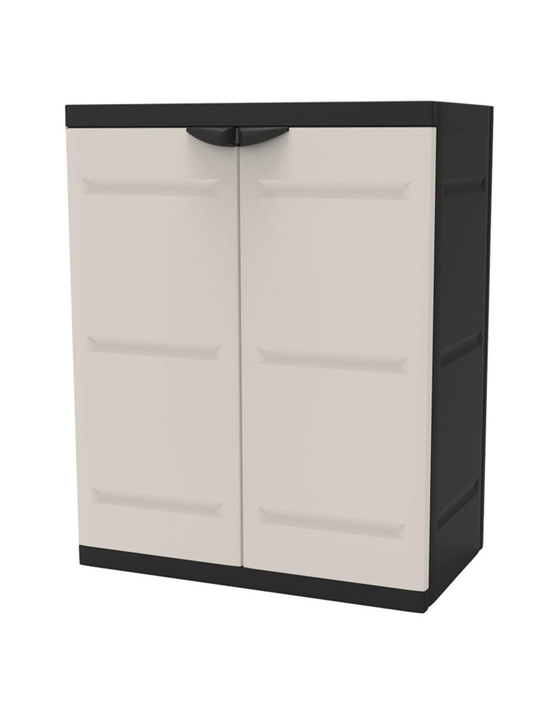 Jardin202 - Armario Medio de Resina | 2 Estantes Regulables | Almacenaje Bajo Terraza | Titanium Beige o Negro | 70x44x88 cm | (Negro)