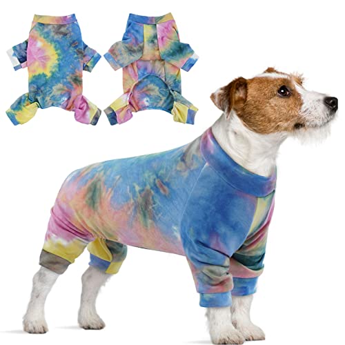 Einteiler für Hunde, Pullover Baumwolle mit Beinen Puppy Overall Jacken Haustier Schlafanzug Hundejacke Winddicht Hundemantel Warm für Kleine Mittlere Hunde(Regenbogen, S)