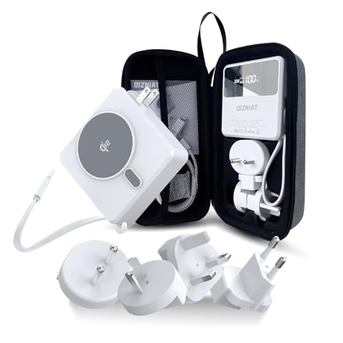 OIZNIAT Portable Charger with Build in Cables 10,000mAh,4 in 1 Magnetic Portable Charger 30W Wall Plug Power Bank Fast Chasing USB C External Battery Pack for iPhone,iPad,Sangsum -Cable Case Included