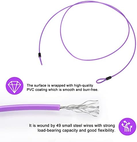 Drado Safety Cable Lock 2 Pack Lock Cable 2.5m Double Loop Security Steel Cable Lock Safety Wire Rope for Luggage Bicycle