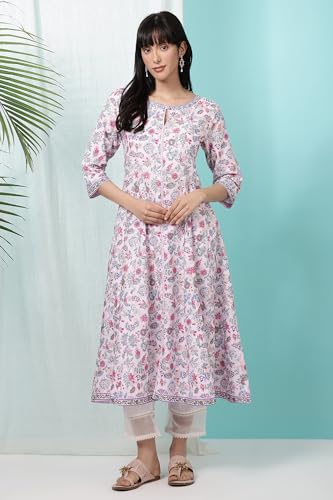 Image of W for Woman Women's Cotton Floral Regular Kurtas