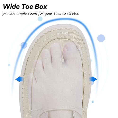 Image of ASITVO Men's Wide Canvas Loafers Slip on Boat Walking Shoes Casual Dress | Big Size Width Toe Box
