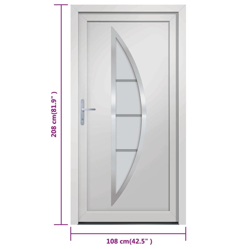 VidaXL Porta Bianca 108x208 cm, porta di ingresso in PVC