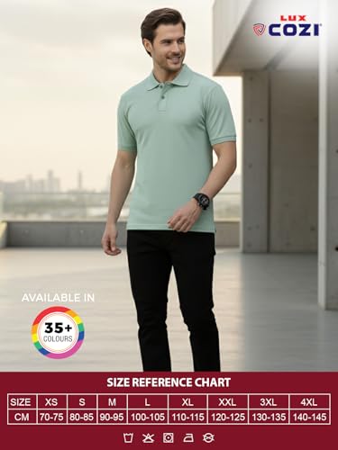Image of Lux Cozi Men's Cotton Solid Polo Tshirt | Collar Tshirts | Half Sleeves | Stylish & Premium All Day Wear | Pack of 1