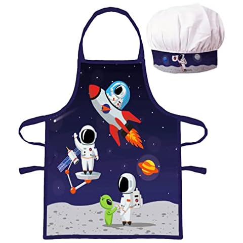 Kids Cooking Baking Apron and Chef Hat Set Aprons for Children Boys & Girls Cover