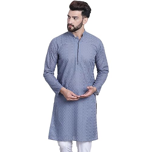 Image of SOJANYA Elegant Pastel Color Embellished Kurta for Men | Minimal Embroidery Festive & Ethnic Wear